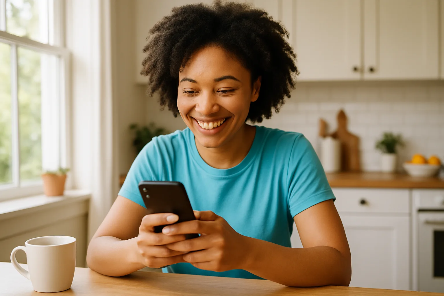 Person smiling while messaging on a smartphone — start dating in Cardiff